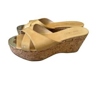 Jimmy Choo Patent Leather Wedge Heels Sandals Shoes Women’s 38.5 8.5